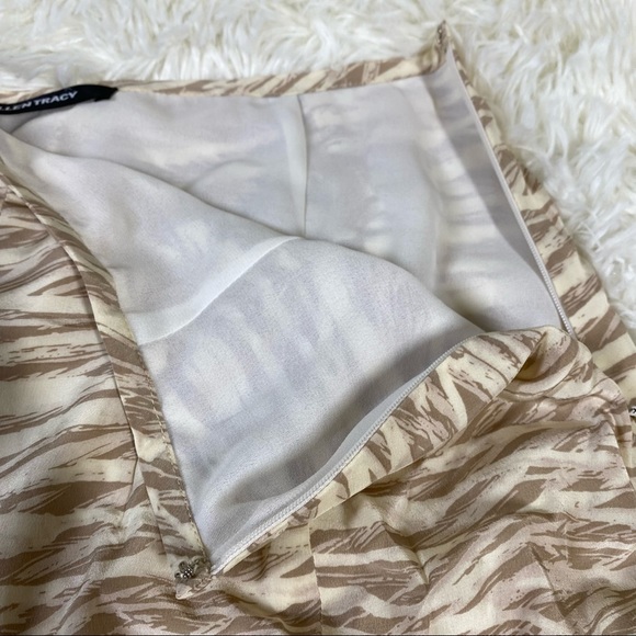 Ellen Tracy Fit and Flare Abstract Print Brown Tan Midi Skirt Size Medium 6 - Picture 3 of 8